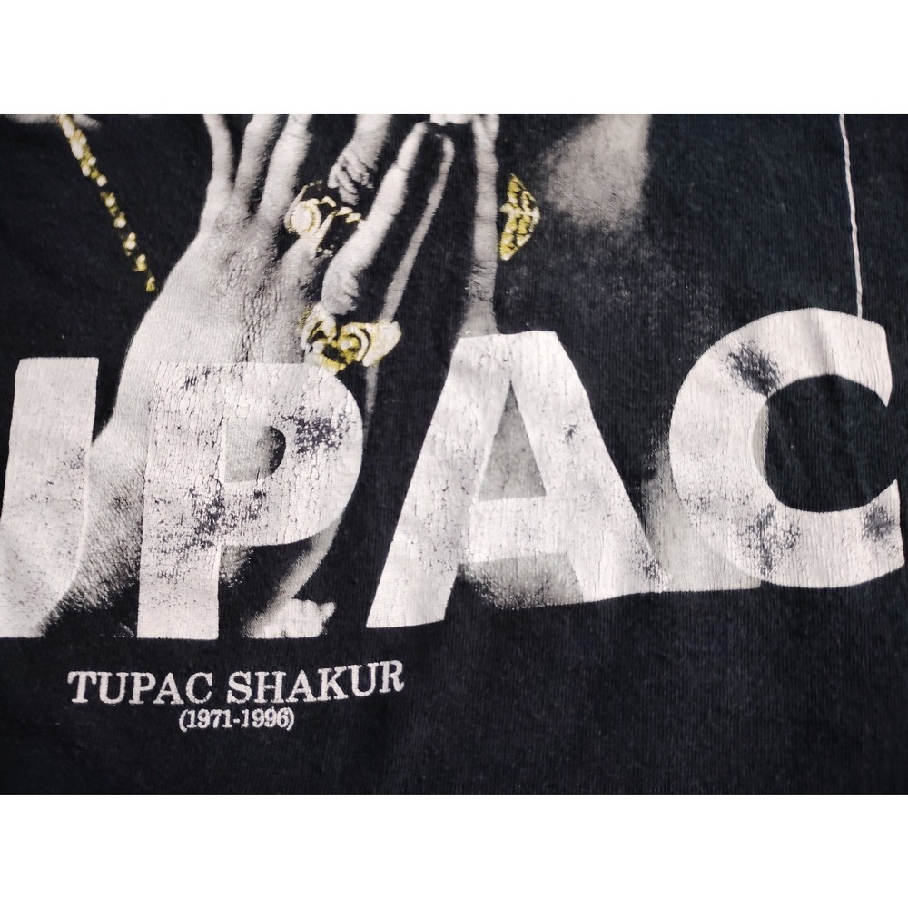 Tupac Shakur Graphic T‎ Shirt Black Praying Hands Portrait Size Medium - Picture 6 of 7